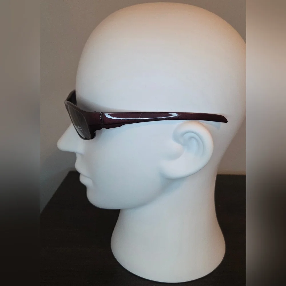 🕯 Y2K Burgundy Wrap Sunglasses UV400 Sport Rectangle Shades w/ Hard Case NWT